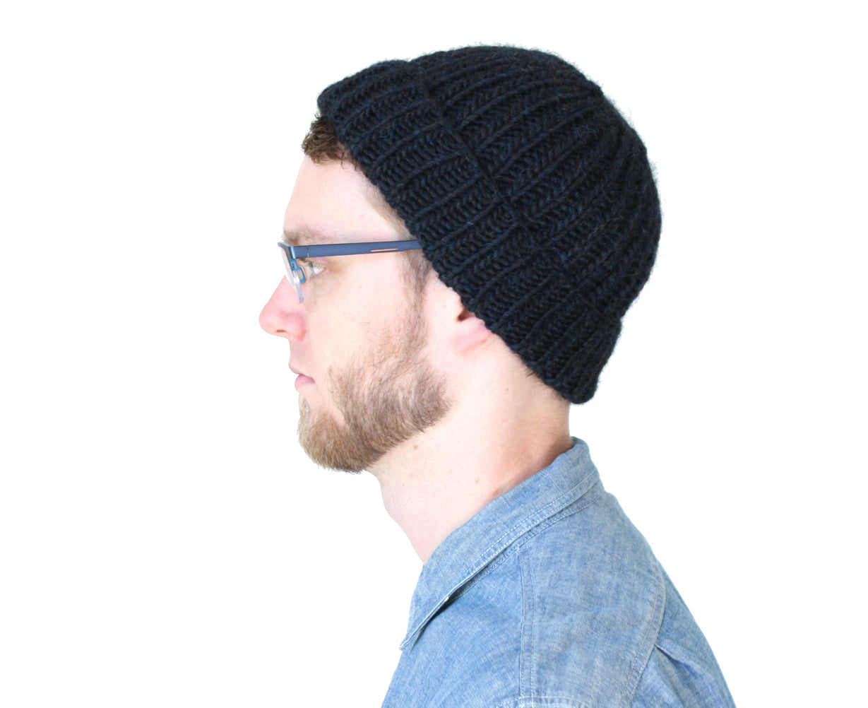 Ribbed Knit Hat in Fair Trade Silk Alpaca Merino Wool Blend