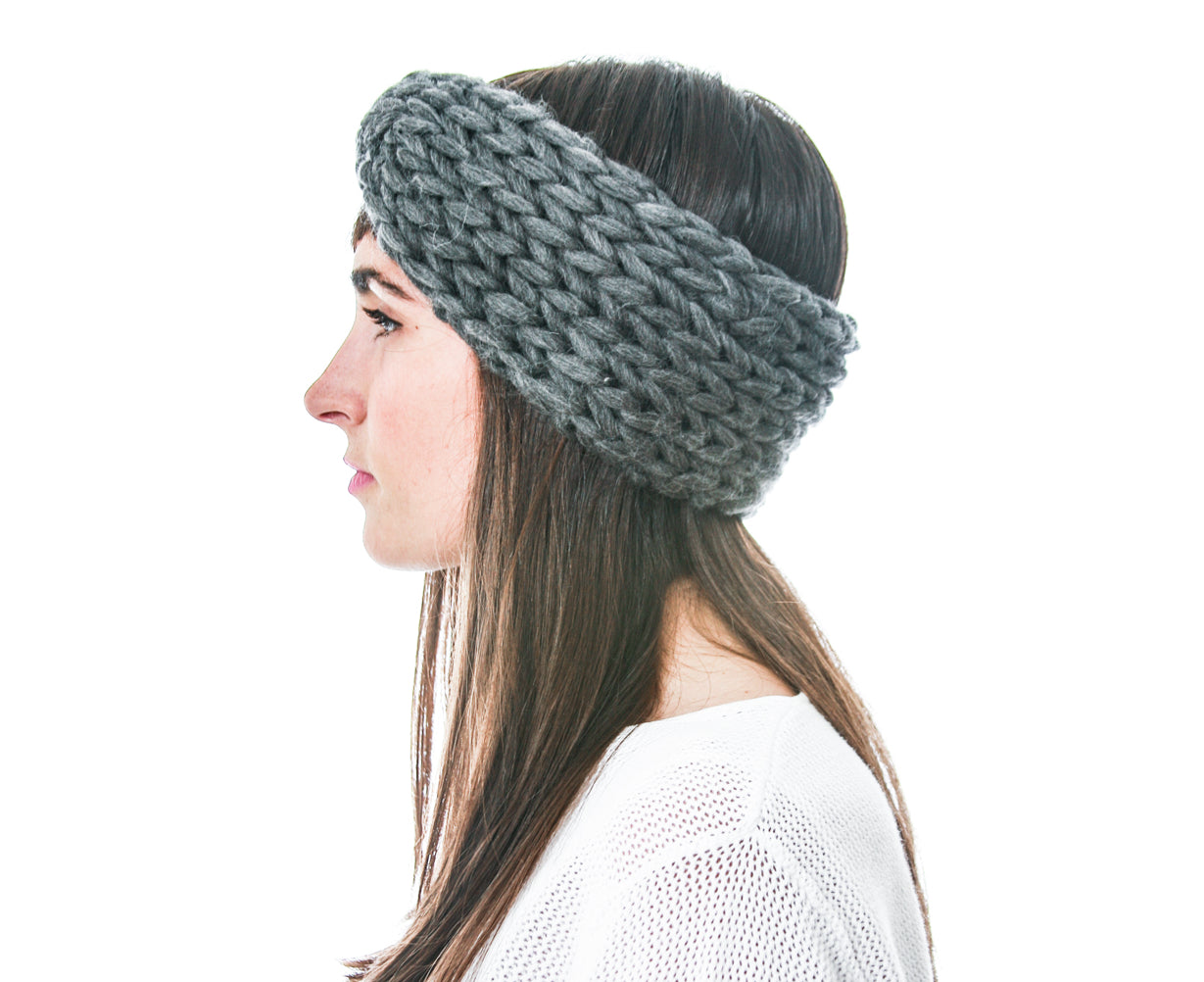 Arctic Cross Headband, Slate Gray Knit Headband in Chunky Merino Wool –  Westlake Knits