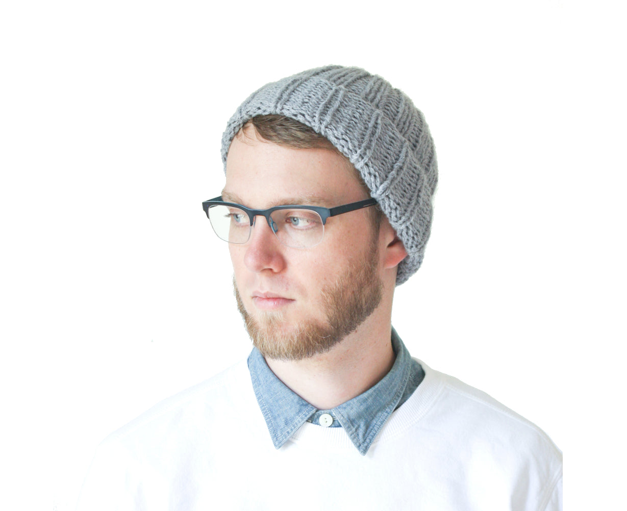 Quarry Knit Beanie in Charcoal Gray Alpaca Merino Wool Men's Hat