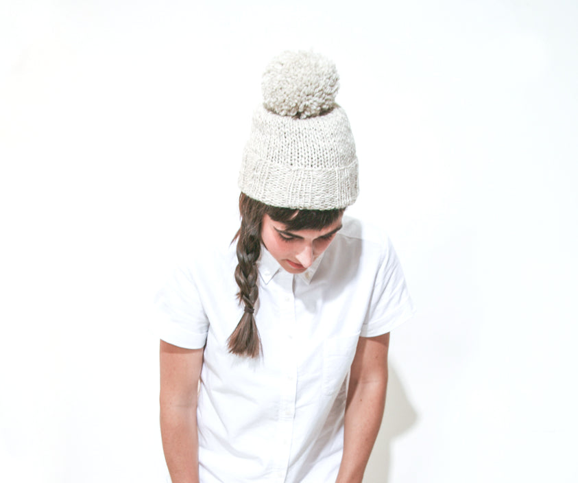 Knit Pompom Toque, made in Canada from pure wool
