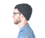 Quarry Knit Beanie in Charcoal Gray Alpaca Merino Wool Men's Hat