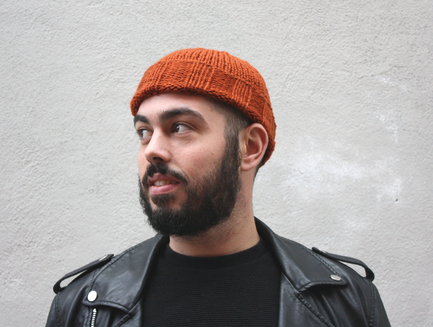 Men's Merino Beanie in Rust, hand knit with Merino wool in Canada