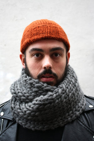 Men's Merino Beanie in Rust, hand knit with Merino wool in Canada