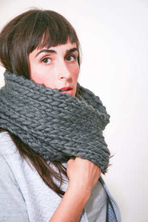 Arctic Tundra Cowl in Black, hand knit in Canada