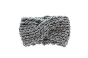 Arctic Cross Headband, Slate Gray Knit Headband in Chunky Merino Wool