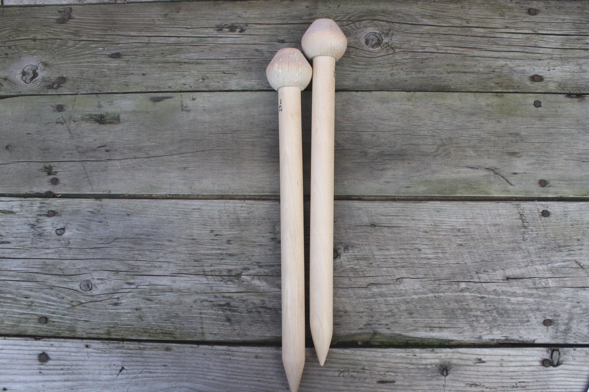 25mm Birchwood Knitting Needles, handmade in Nova Scotia