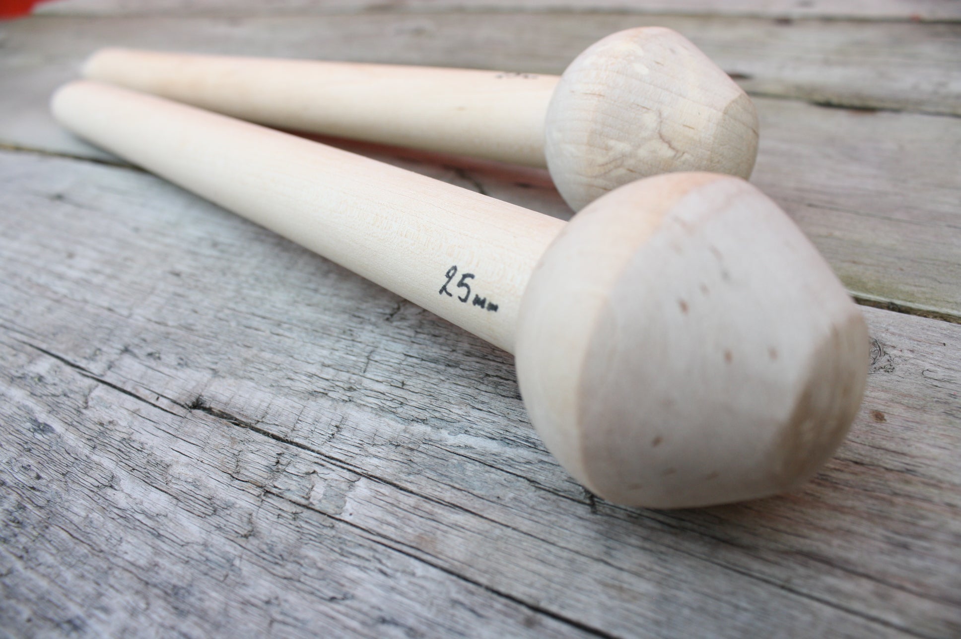 25mm Birchwood Knitting Needles, handmade in Nova Scotia